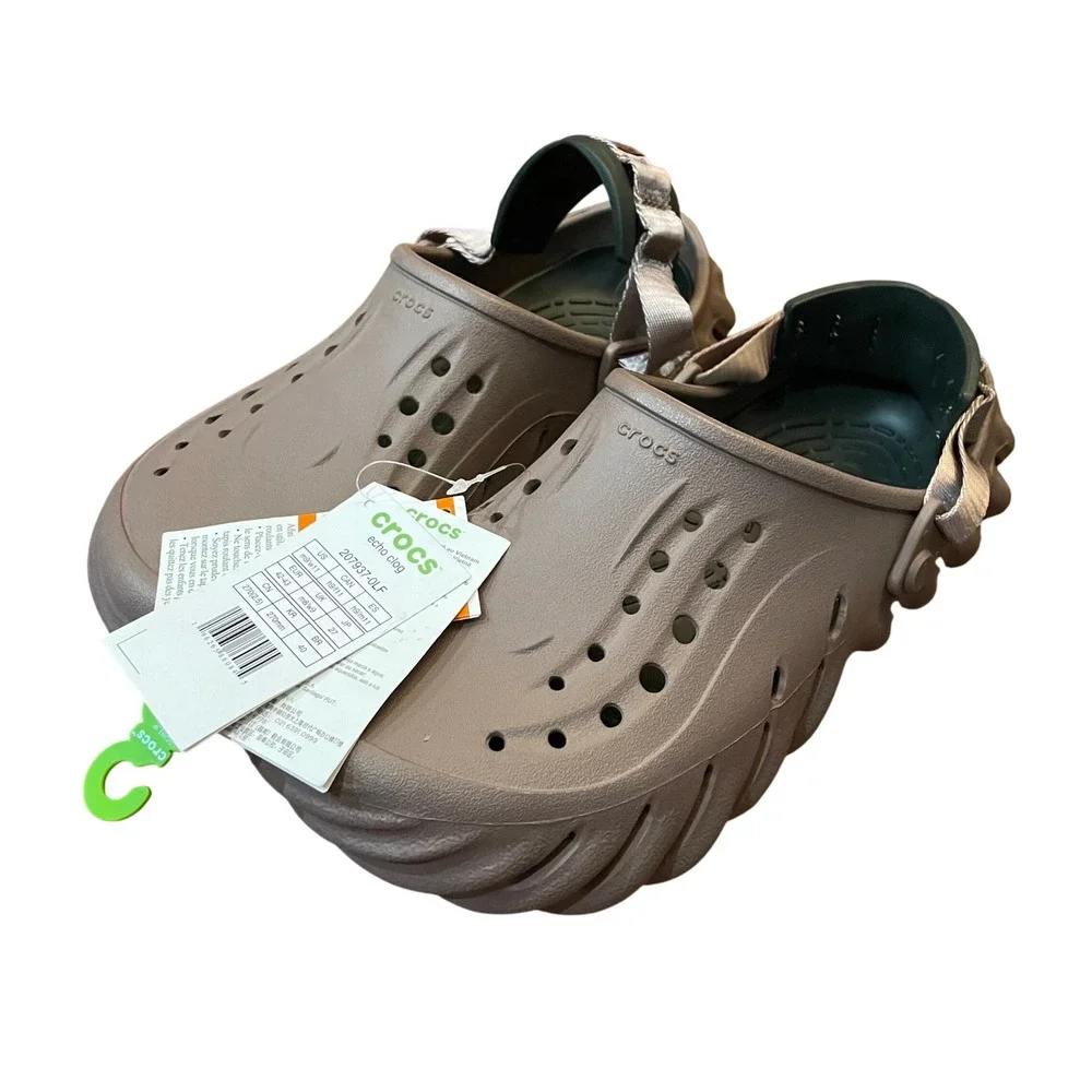 Crocs Echo Clog Men Brown Stucco Sculptural Sporty Slip On 207937-0LF M9/W11